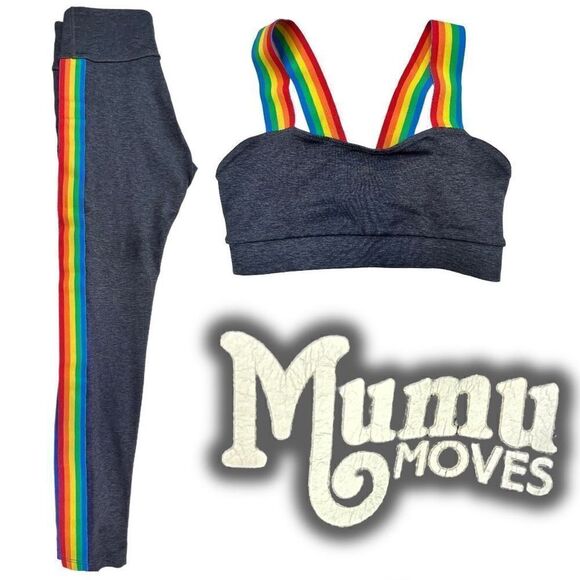 Mumu Moves Women's Rainbow Striped Sports Bra and Tracksuit Pants 2-Piece Set - Picture 7 of 13